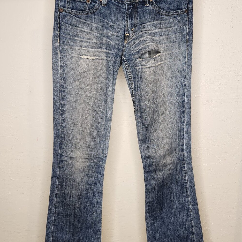 Levi’s 524 Too Superlow Bootcut Jeans – Size 5M – Distressed Medium Wash
